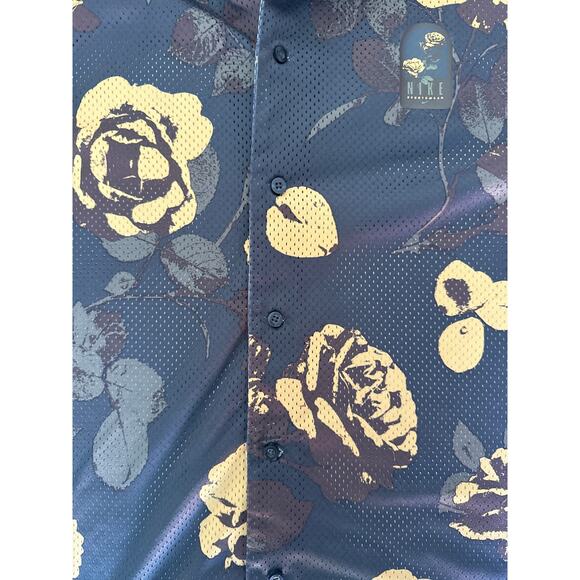 Nike Sportswear Dri-Fit Rose Print Button-Up Jersey (Black/Gold, M) - Picture 5 of 7
